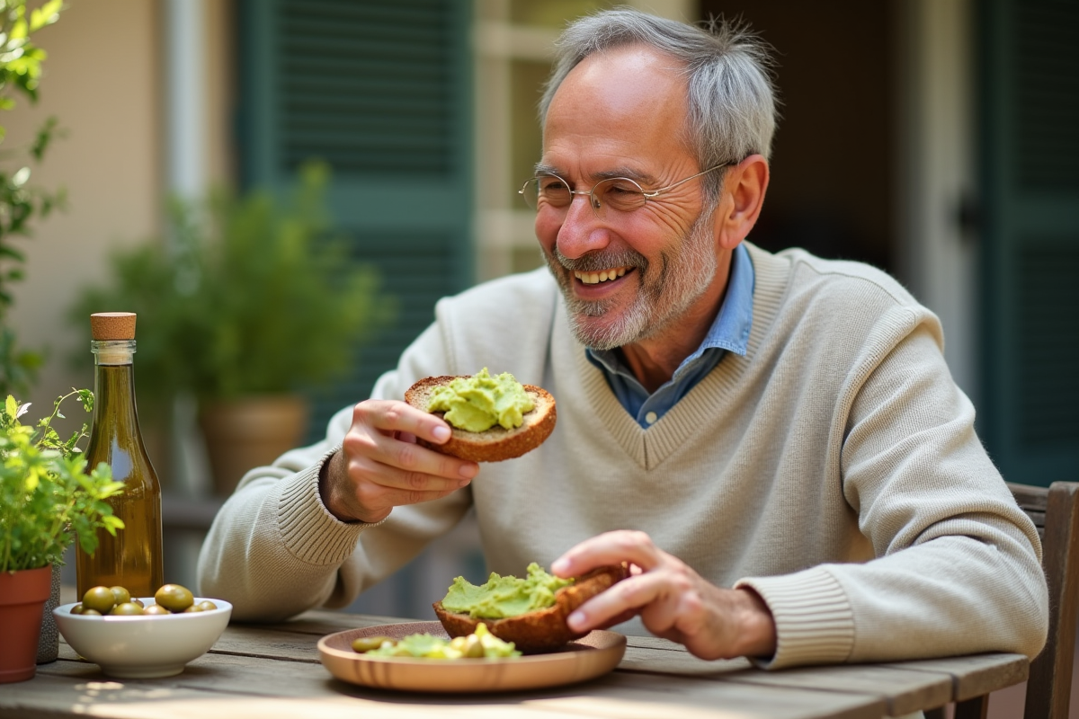 Homme dégustant pain à l