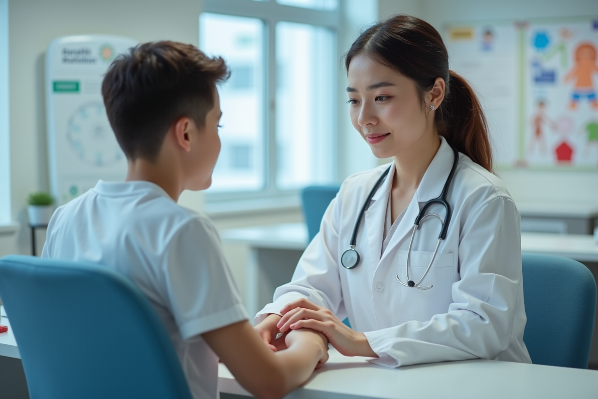 Medecin examine les mains pâles d